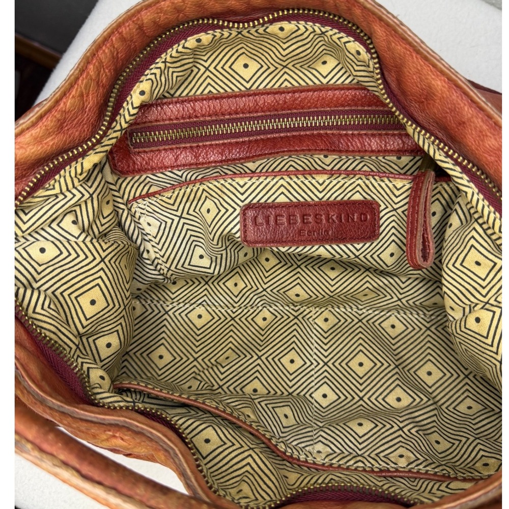 Liebeskind Berlin Large Cognac Leather Hobo Shoulder Bag Quilted Slouchy Boho - Picture 7 of 11